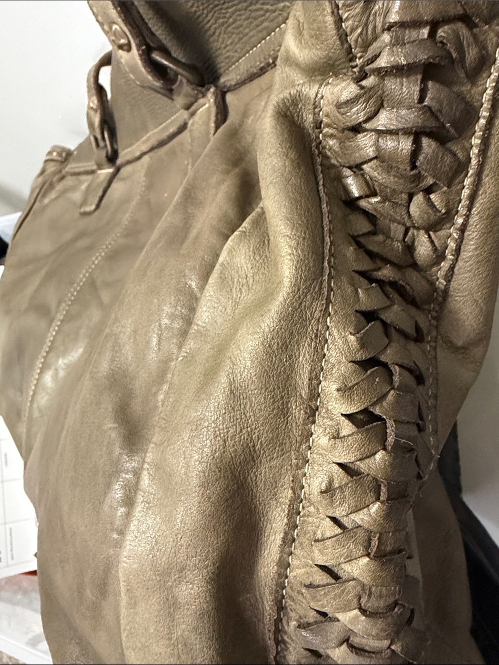 Stud-Trim Leather Tote in Taupe - Picture 5 of 7